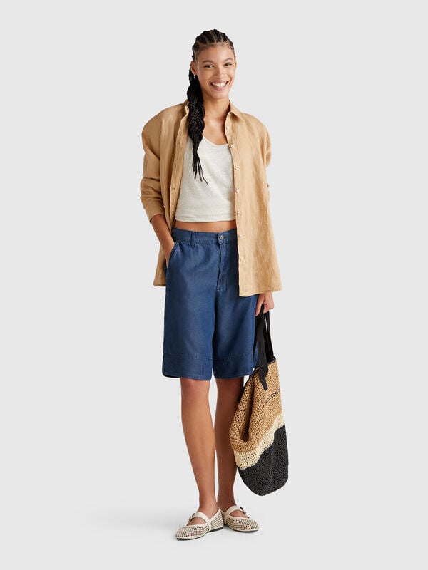 Bermudas em chambray Mulher