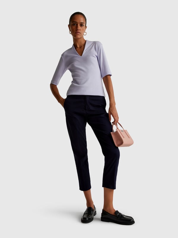 Chinos cropped em algodão stretch Mulher