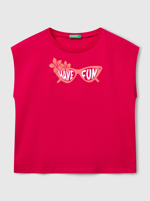 T-shirt com estampa fluorescente Menina