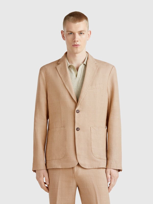 Blazer riscado em mistura de linho Homem