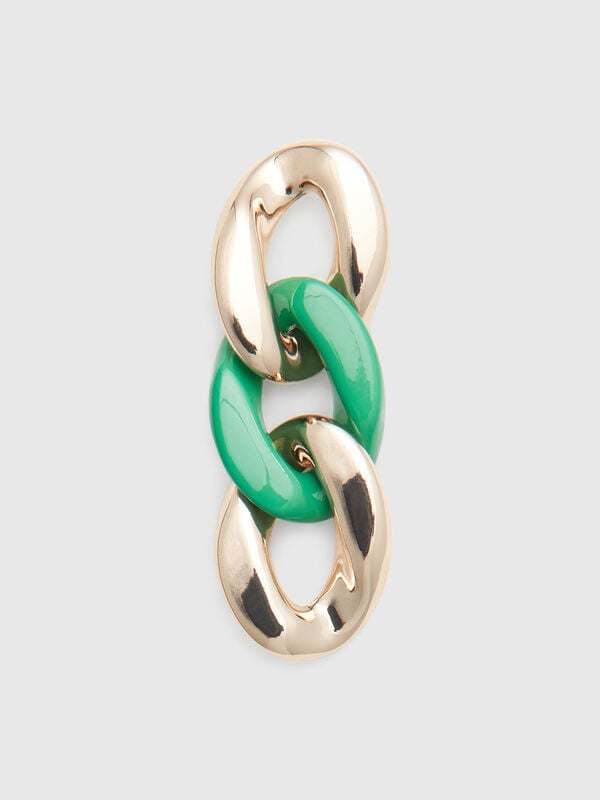 Brincos pendentes com corrente dourada e verde Mulher