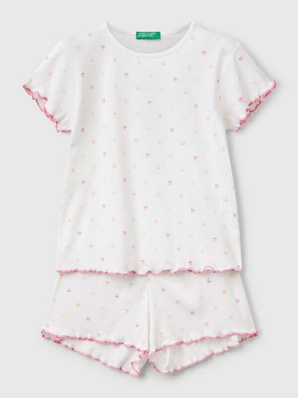 Pijama com estampa logótipos Menina