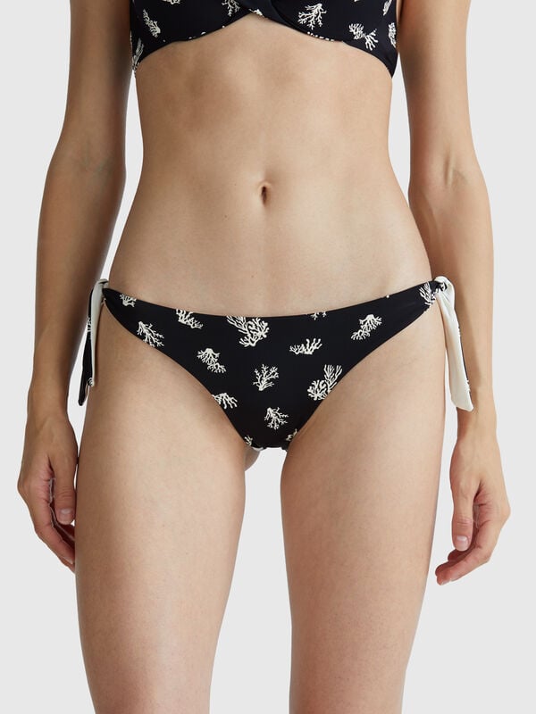 Slip de biquíni com estampa de corais Mulher