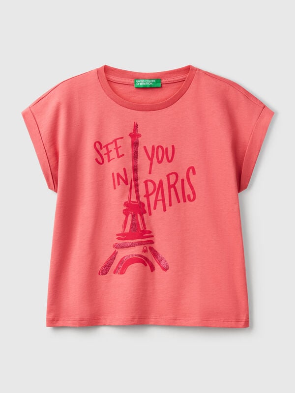T-shirt boxy fit com estampa e glitter Menina