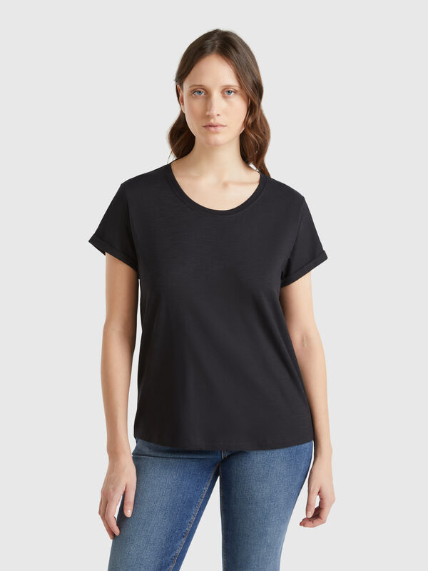 T-shirt de manga curta em algodão leve Mulher
