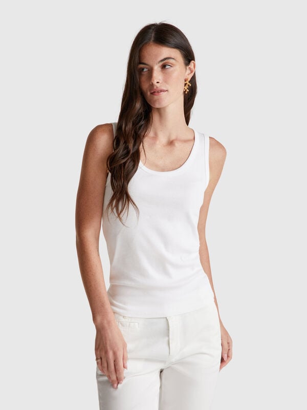 Top branco em algodão puro Mulher