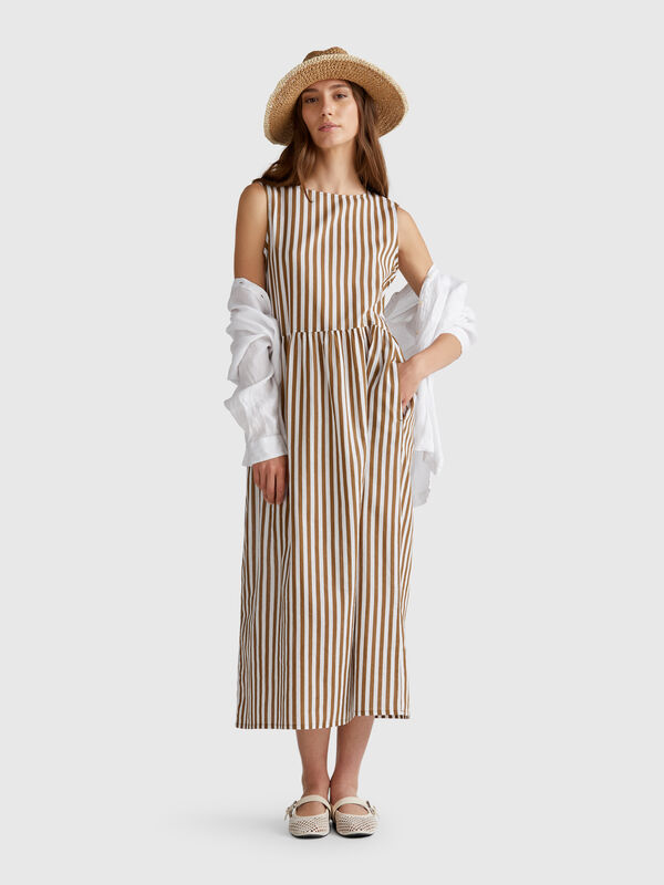 Vestido midi às riscas Mulher