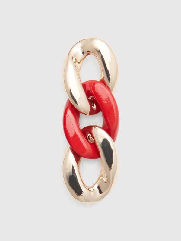 Brincos pendentes com corrente dourada e vermelho-tijolo Mulher