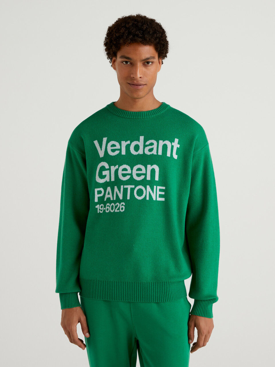 Camisola verde com intársia BenettonxPantone™
