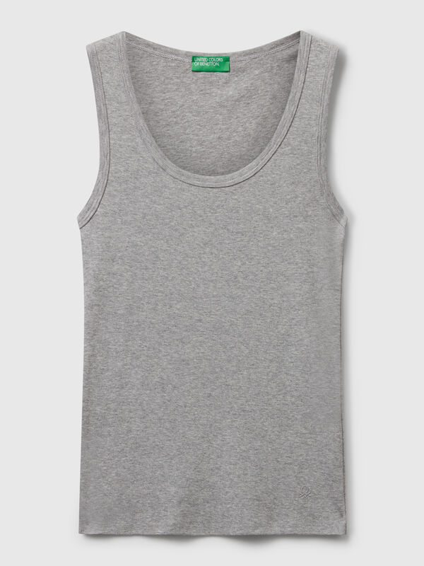 Top cinza mélange em algodão puro Mulher