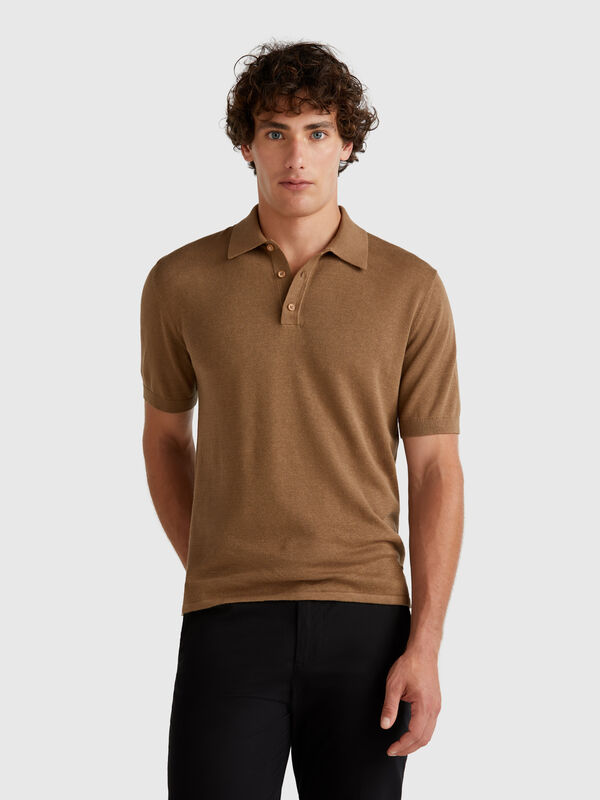 Polo em mistura de cânhamo Homem