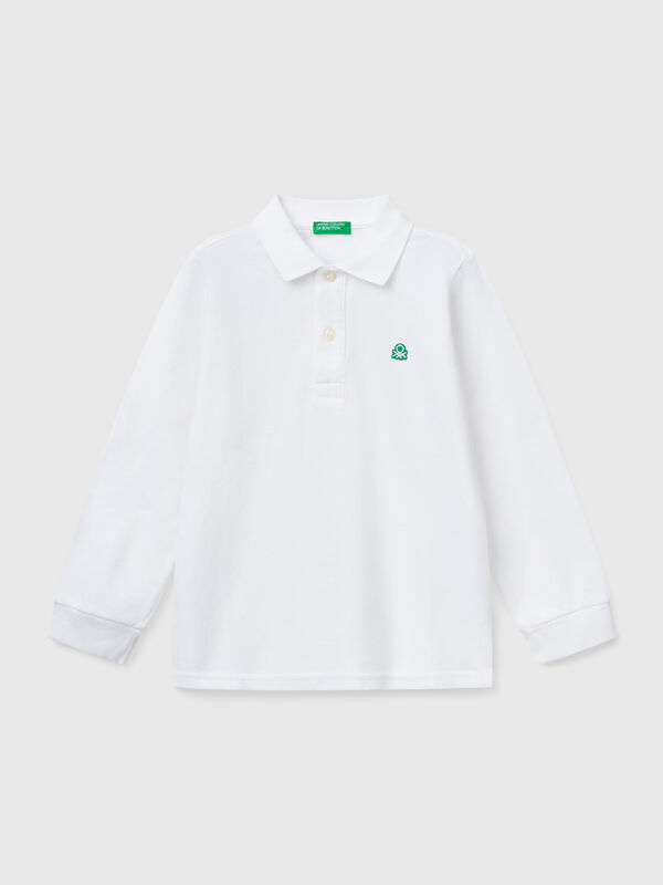 Polo de manga comprida em algodão  Menino