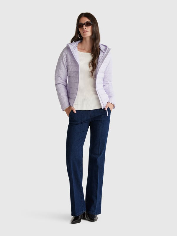 Jeans flare com fecho de correr Mulher
