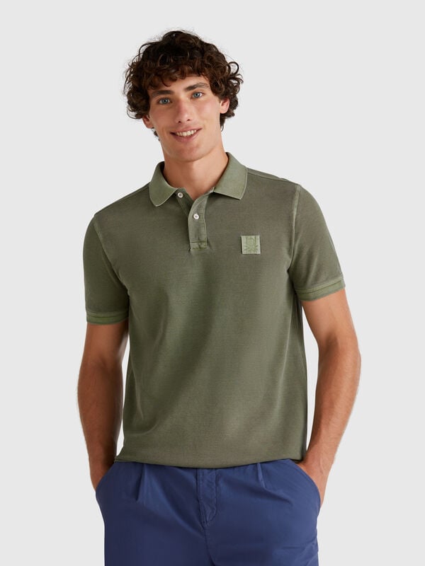 Polo verde militar regular fit Homem