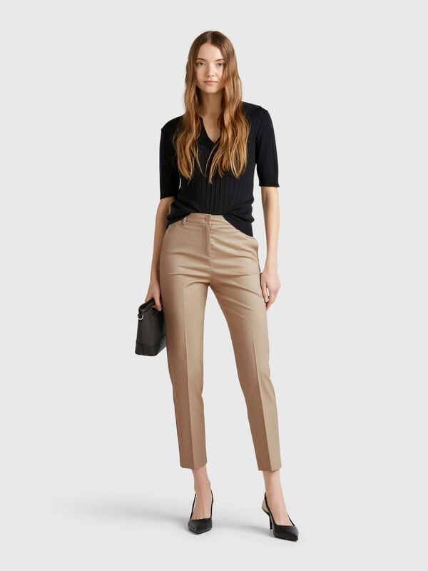 Chinos em algodão stretch Mulher
