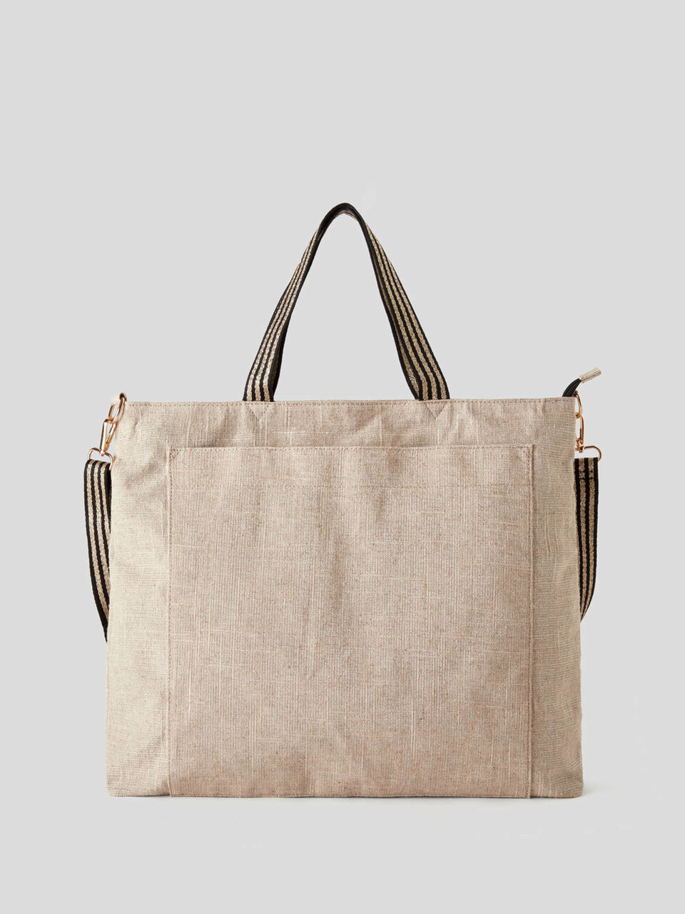 Bolsa de praia em mescla de linho efeito lurex image number 1
