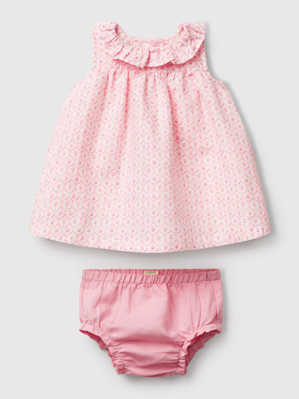 Vestido com folho no decote Recém-nascido