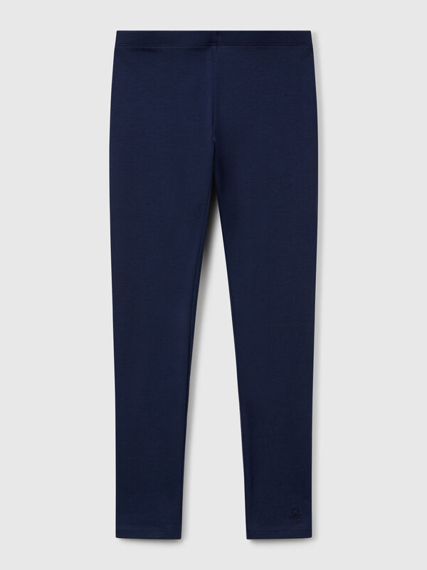 Leggings em algodão stretch com logótipo Menina