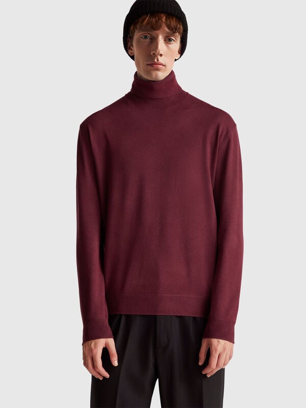 Camisola de gola alta em mistura de viscose Homem