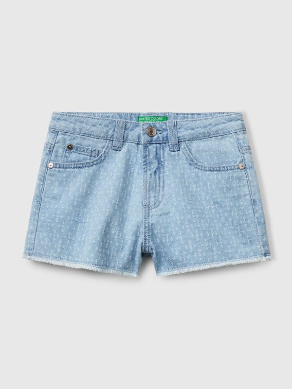 Calças curtas de jeans com franjas Menina