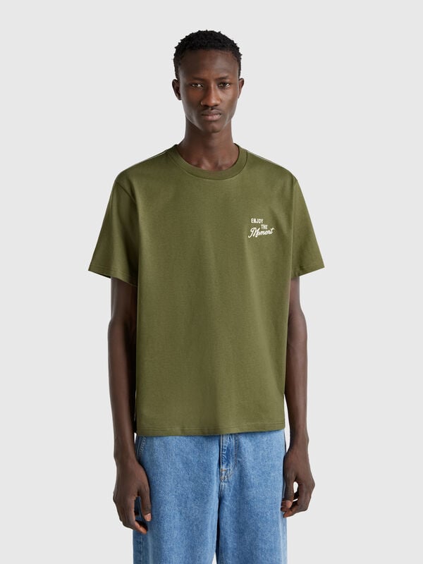 T-shirt de algodão com bordado Homem
