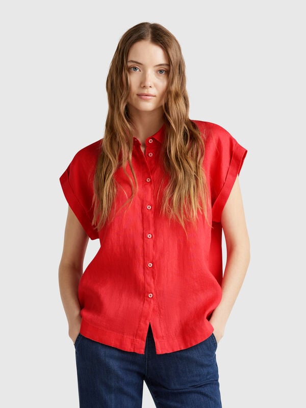 Camisa regular fit em linho puro Mulher