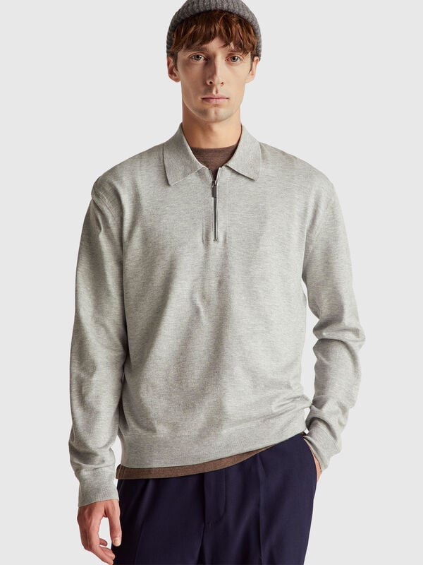 Polo de malha em mistura de viscose Homem