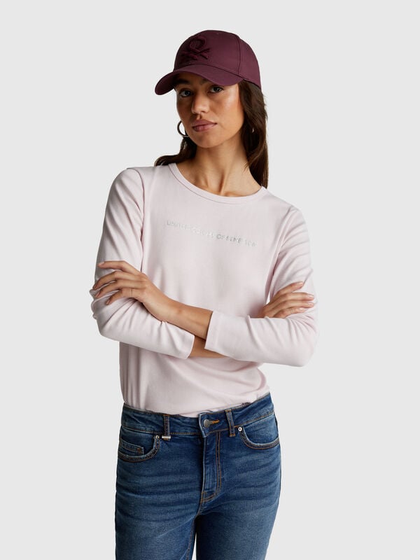 T-shirt de manga comprida 100% algodão Mulher