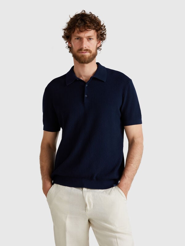 Polo de malha com manga curta Homem