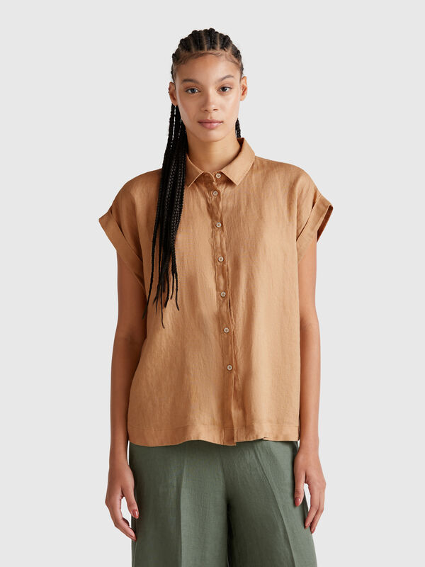 Camisa regular fit em linho puro Mulher