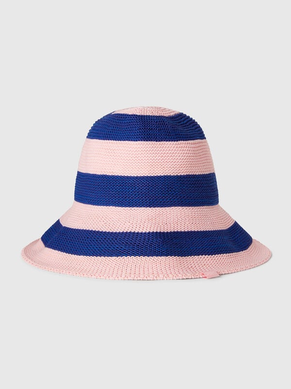 Chapéu às riscas azul e rosa Mulher