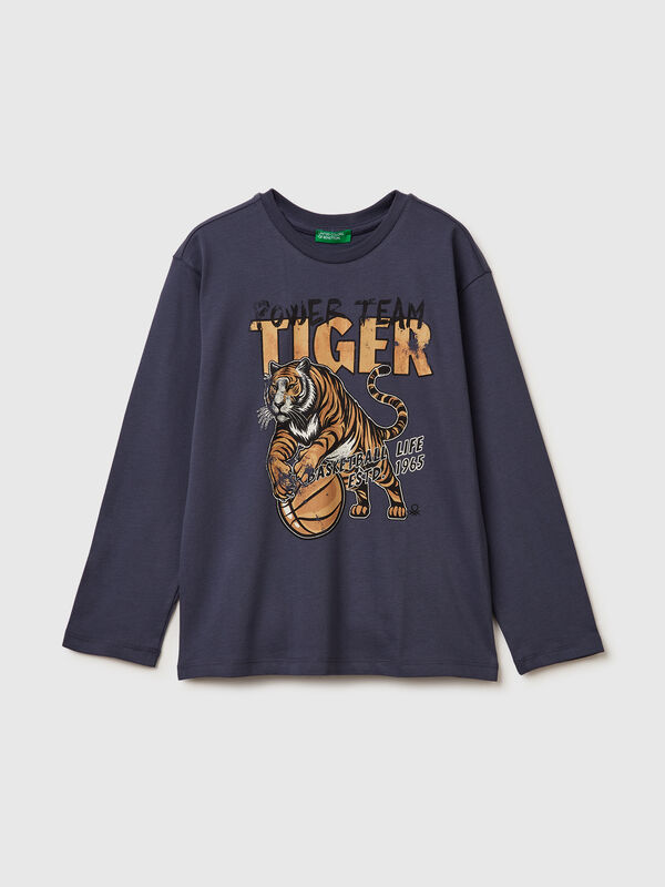 T-shirt com estampa em algodão quente Menino