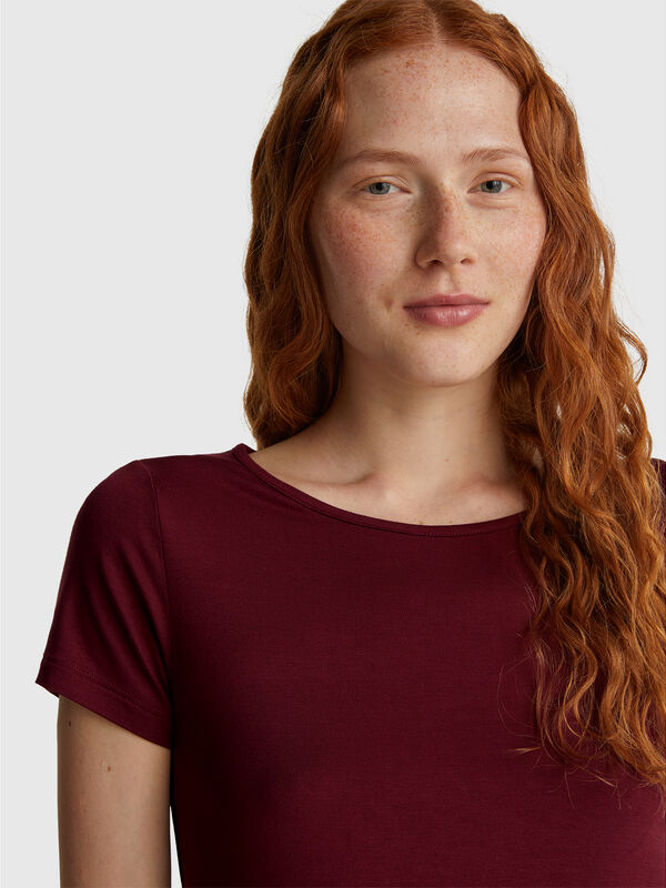 Camisola de manga curta com renda Mulher