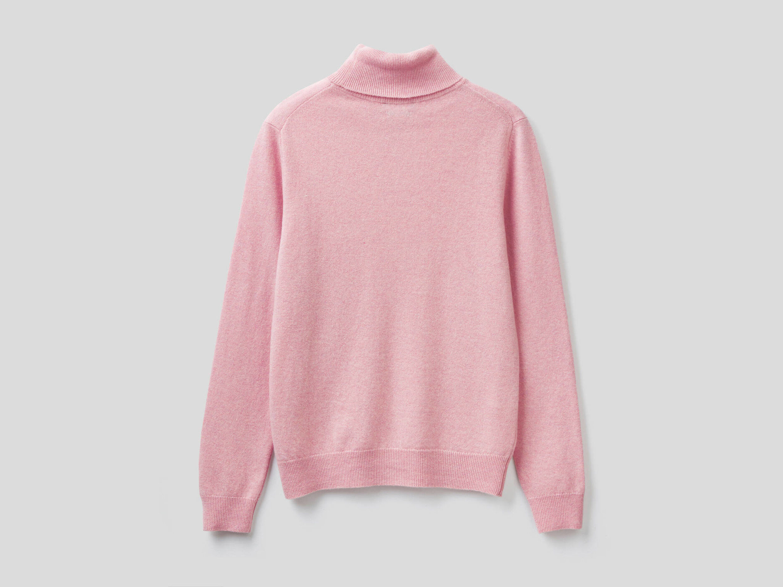 Camisola de gola alta rosa em pura lã virgem
