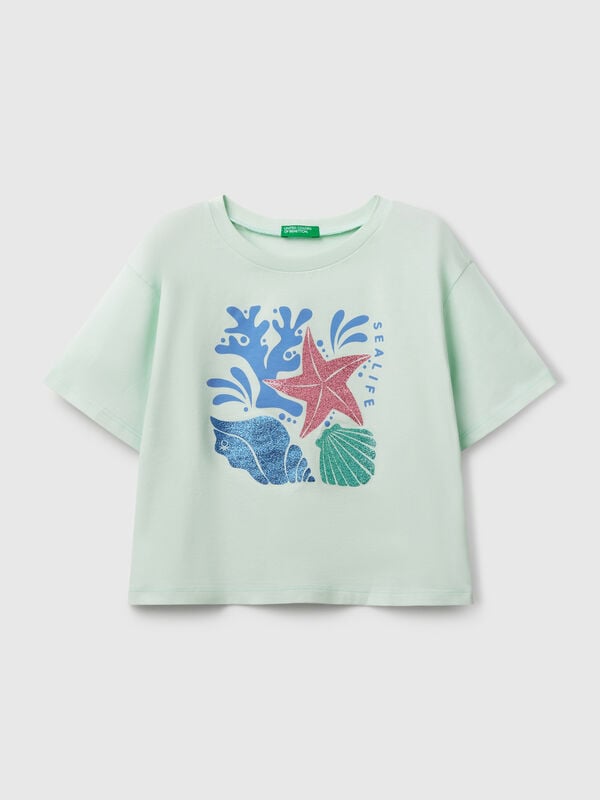 T-shirt com estampa glitter Menina