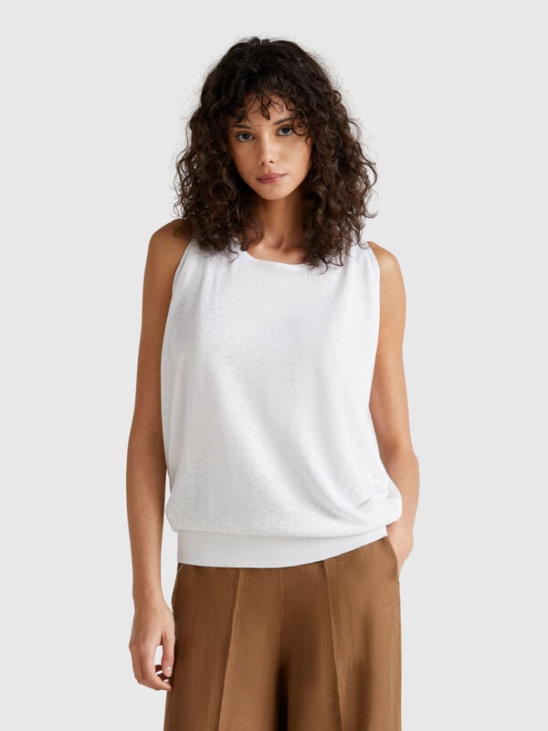 Camisola reversível em mistura de linho Mulher