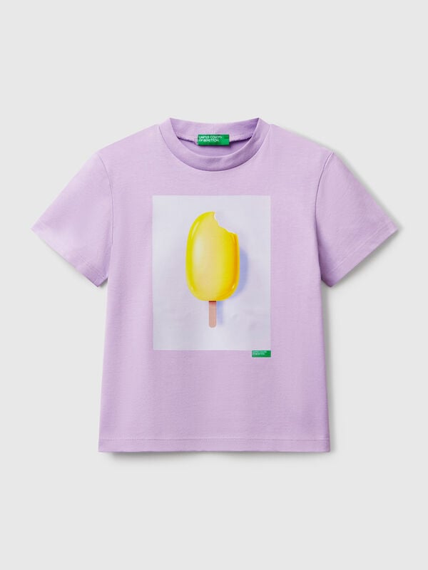 T-shirt fit com estampa de gelado Menino