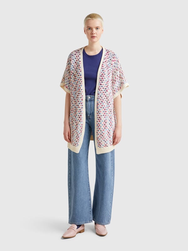 Cardigã jacquard reversível Mulher