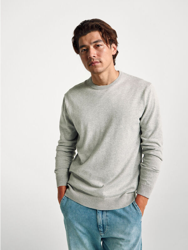 Camisola de gola redonda 100% algodão Homem