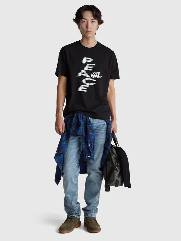 T-shirt relaxed fit com estampa à frente e atrás Homem