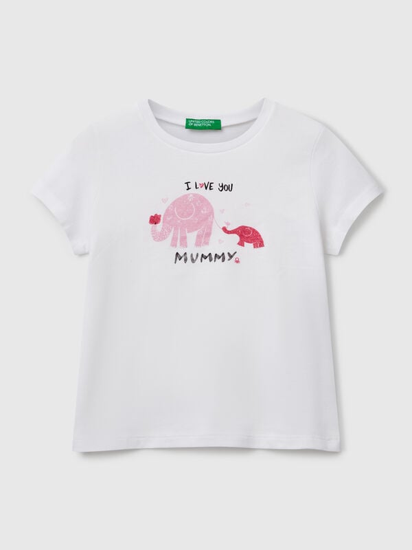 T-shirt regular fit com glitter Menina
