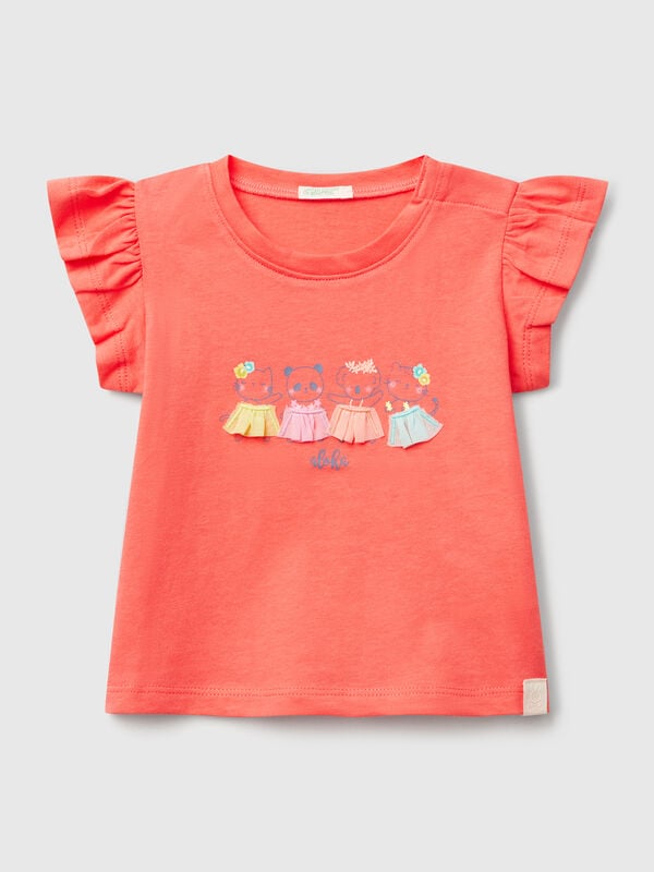 T-shirt com estampa e aplicação Recém-nascido