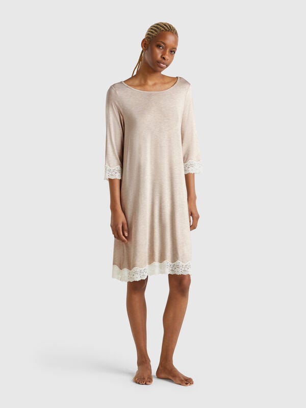 Camisa de noite com detalhes em renda Mulher
