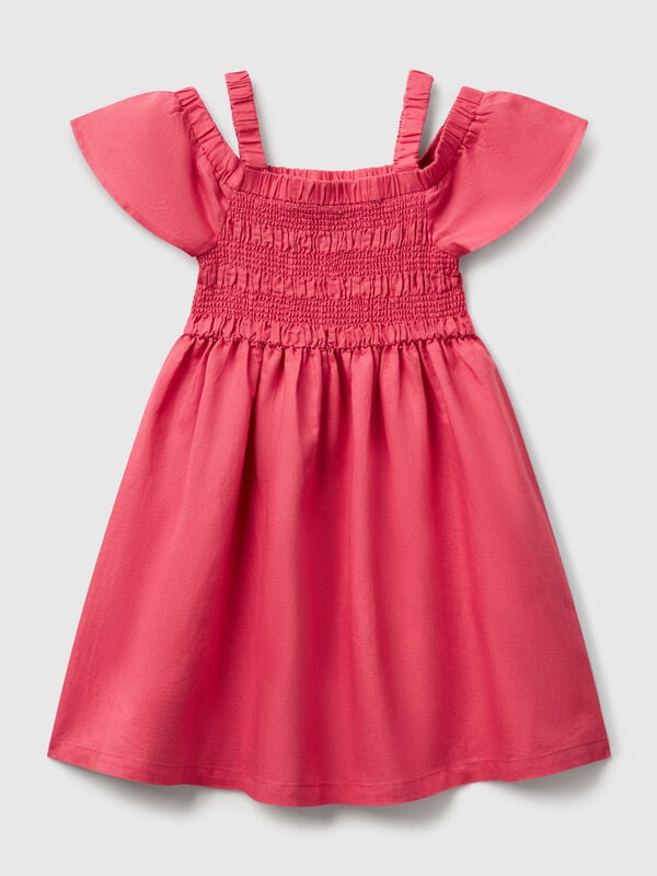 Vestido em mistura linho Menina