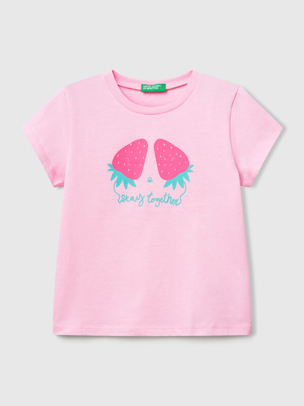 T-shirt com estampa fluorescente Menina