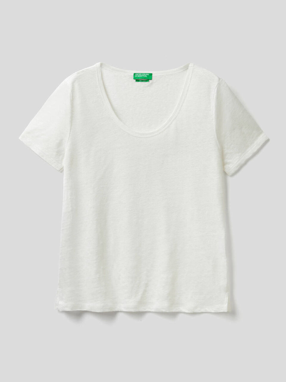T-shirt de gola redonda em linho puro image number 1