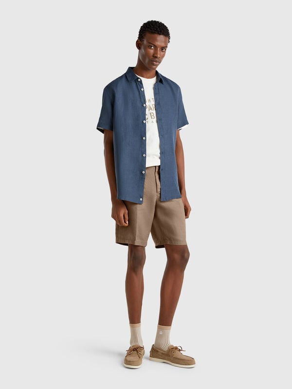 Bermudas em linho puro Homem
