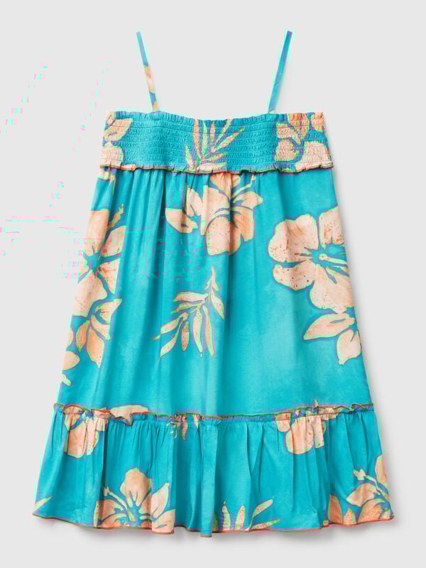 Vestido fluido com estampa de flores Menina