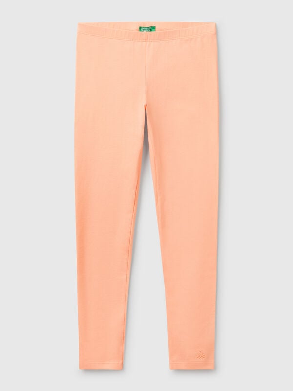 Leggings em algodão stretch com logótipo Menina