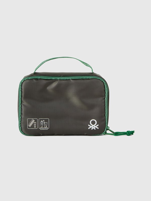 Bolsa de higiene verde militar com gancho
